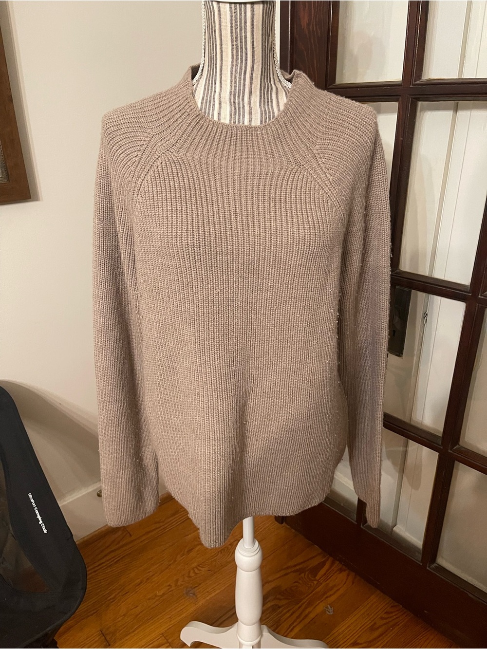 Lauren Ralph Lauren Taupe Ribbed Crewneck Sweater